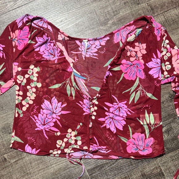 NWOT Free People 'Of Paradise' floral mesh top - Picture 4 of 8